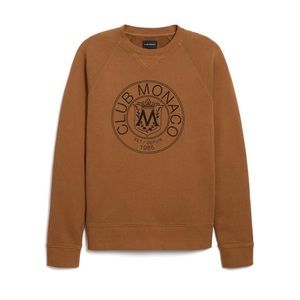 CLUB MONACO iconic heritage crew sweatshirt in limited edition cognac colour.